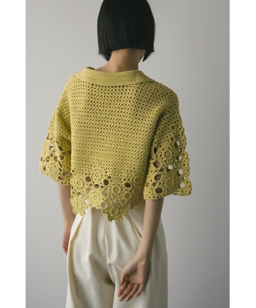 STYLEMIXER（スタイルミキサー）の「ハンドメイドクロシェニット（ニット/セーター・レディース・ライム/アイボリー/ブラック・FREE）」の7枚目の写真