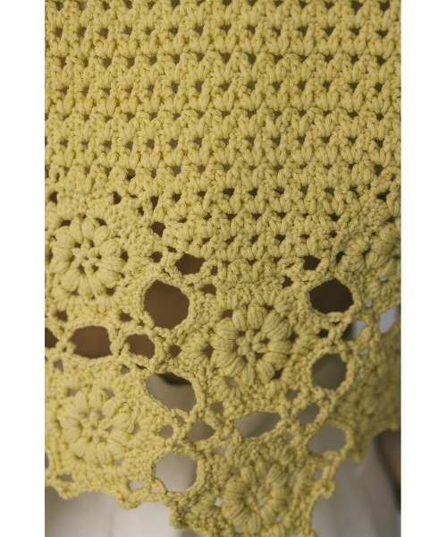 STYLEMIXER（スタイルミキサー）の「ハンドメイドクロシェニット（ニット/セーター・レディース・ライム/アイボリー/ブラック・FREE）」の4枚目の写真
