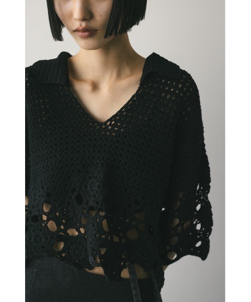 STYLEMIXER（スタイルミキサー）の「ハンドメイドクロシェニット（ニット/セーター・レディース・ライム/アイボリー/ブラック・FREE）」の19枚目の写真