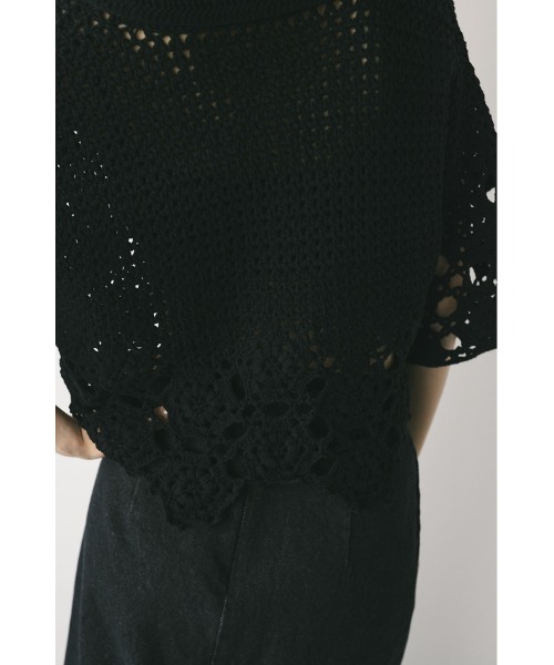 STYLEMIXER（スタイルミキサー）の「ハンドメイドクロシェニット（ニット/セーター・レディース・ライム/アイボリー/ブラック・FREE）」の16枚目の写真