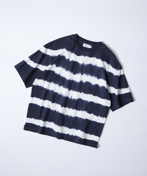 ATELANE（アテレーン）の「ATELANE タイダイボーダーTシャツ（Tシャツ/カットソー・メンズ・ネイビー/ライトグレー/ブルー・L/M）」の3枚目の写真