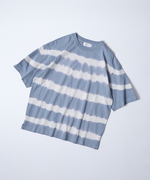 ATELANE（アテレーン）の「ATELANE タイダイボーダーTシャツ（Tシャツ/カットソー・メンズ・ネイビー/ライトグレー/ブルー・L/M）」の2枚目の写真