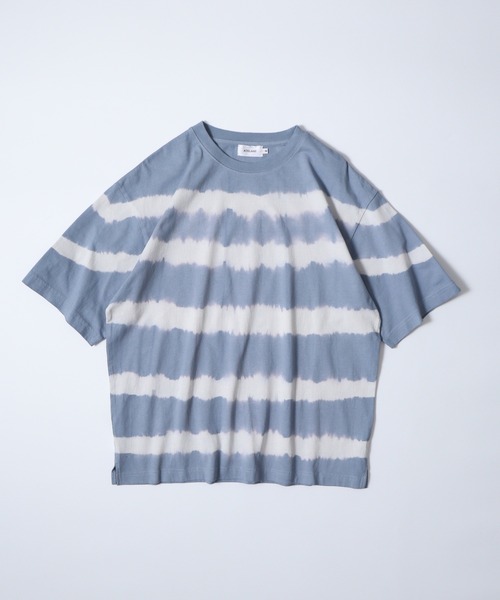 ATELANE（アテレーン）の「ATELANE タイダイボーダーTシャツ（Tシャツ/カットソー・メンズ・ネイビー/ライトグレー/ブルー・L/M）」の6枚目の写真
