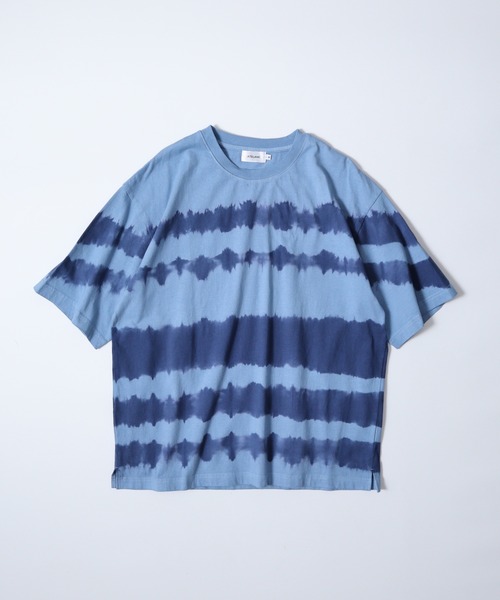 ATELANE（アテレーン）の「ATELANE タイダイボーダーTシャツ（Tシャツ/カットソー・メンズ・ネイビー/ライトグレー/ブルー・L/M）」の5枚目の写真
