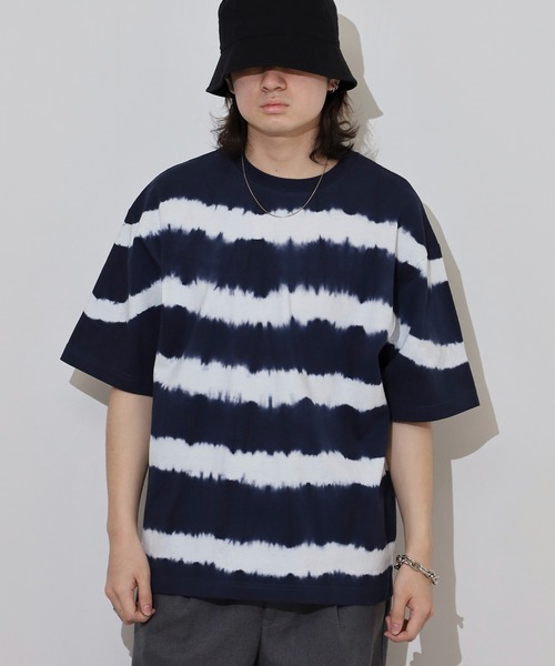 ATELANE（アテレーン）の「ATELANE タイダイボーダーTシャツ（Tシャツ/カットソー・メンズ・ネイビー/ライトグレー/ブルー・L/M）」の17枚目の写真