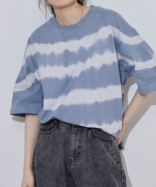 ATELANE（アテレーン）の「ATELANE タイダイボーダーTシャツ（Tシャツ/カットソー・メンズ・ネイビー/ライトグレー/ブルー・L/M）」の12枚目の写真