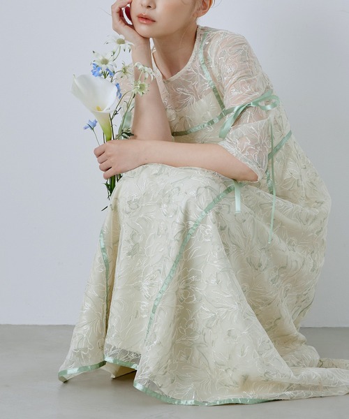 CELEN(セレン)の「【オケージョンドレス/結婚式/お呼ばれ】マルチway フラワーオーガンジーワンピース(ドレス・レディース・グリーン/パープル/ブラック・FREE)」の10枚目の写真