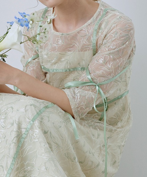 CELEN(セレン)の「【オケージョンドレス/結婚式/お呼ばれ】マルチway フラワーオーガンジーワンピース(ドレス・レディース・グリーン/パープル/ブラック・FREE)」の11枚目の写真