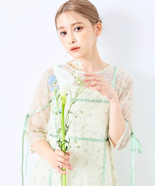 CELEN（セレン）の「《2025新作》【オケージョンドレス/結婚式/お呼ばれ】マルチway フラワーオーガンジーワンピース（ドレス・レディース・グリーン/パープル/ブラック・FREE）」の9枚目の写真