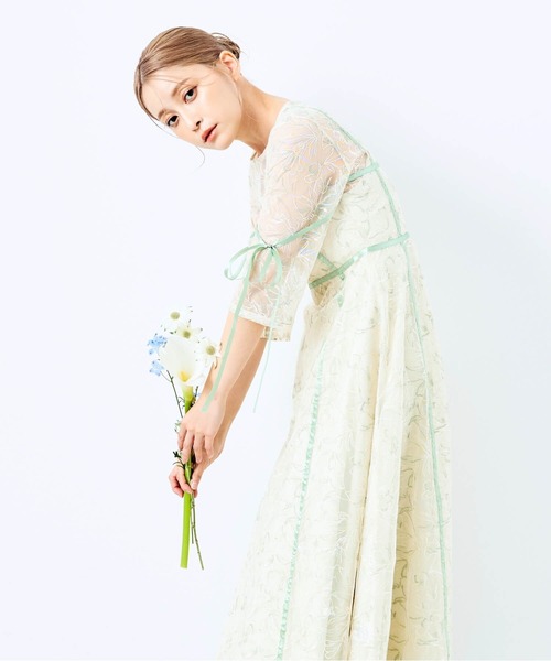 CELEN（セレン）の「《2025新作》【オケージョンドレス/結婚式/お呼ばれ】マルチway フラワーオーガンジーワンピース（ドレス・レディース・グリーン/パープル/ブラック・FREE）」の10枚目の写真