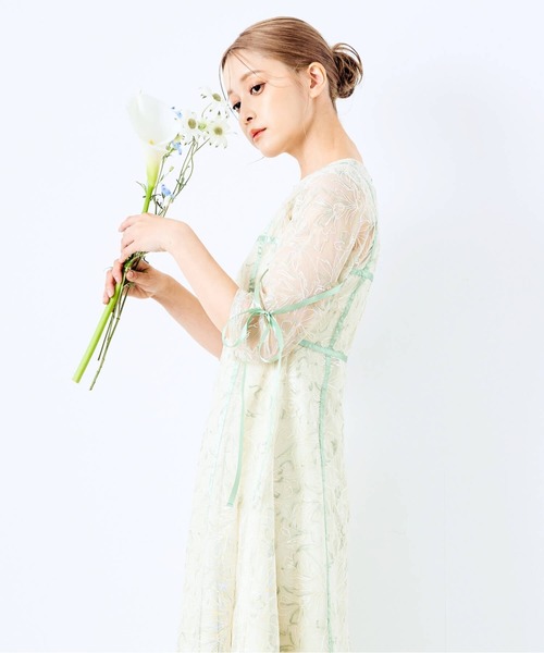 CELEN（セレン）の「《2025新作》【オケージョンドレス/結婚式/お呼ばれ】マルチway フラワーオーガンジーワンピース（ドレス・レディース・グリーン/パープル/ブラック・FREE）」の13枚目の写真