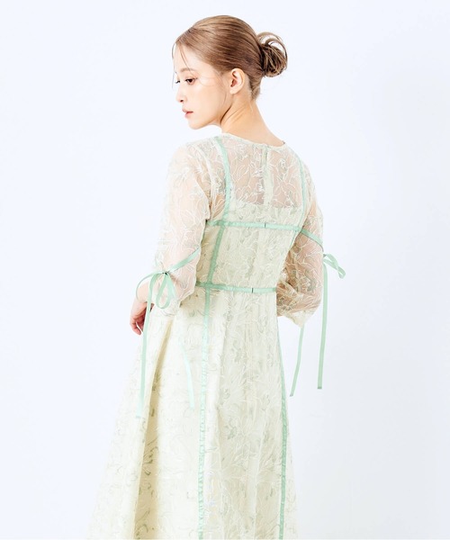 CELEN（セレン）の「《2025新作》【オケージョンドレス/結婚式/お呼ばれ】マルチway フラワーオーガンジーワンピース（ドレス・レディース・グリーン/パープル/ブラック・FREE）」の14枚目の写真