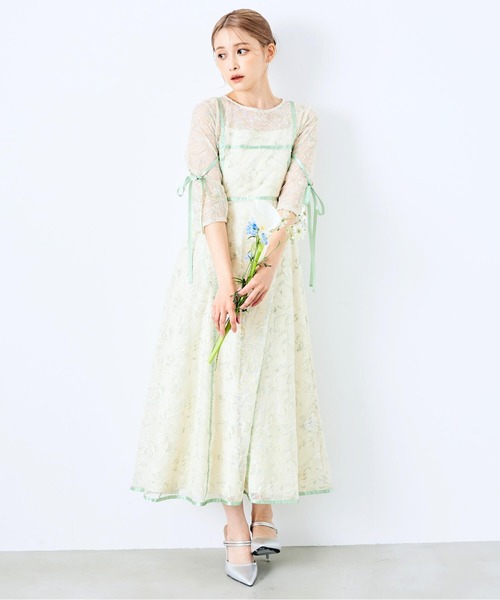 CELEN（セレン）の「《2025新作》【オケージョンドレス/結婚式/お呼ばれ】マルチway フラワーオーガンジーワンピース（ドレス・レディース・グリーン/パープル/ブラック・FREE）」の15枚目の写真