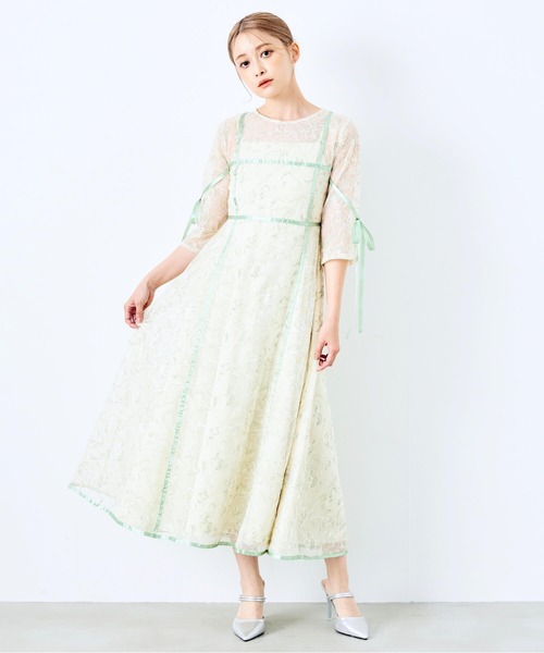 CELEN（セレン）の「《2025新作》【オケージョンドレス/結婚式/お呼ばれ】マルチway フラワーオーガンジーワンピース（ドレス・レディース・グリーン/パープル/ブラック・FREE）」の17枚目の写真