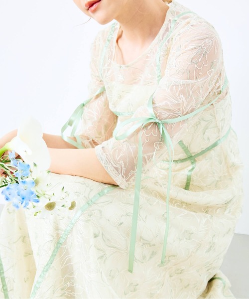 CELEN（セレン）の「《2025新作》【オケージョンドレス/結婚式/お呼ばれ】マルチway フラワーオーガンジーワンピース（ドレス・レディース・グリーン/パープル/ブラック・FREE）」の21枚目の写真