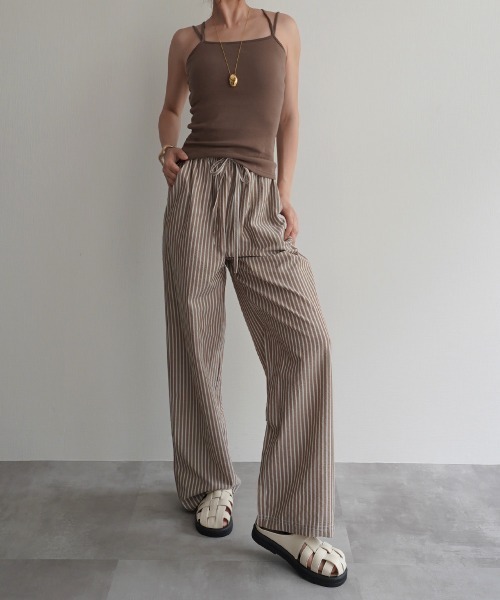エストレジャ　ストライプストレートパンツ　新品 esutoreja パンツ ストライプワイドパンツ レディース