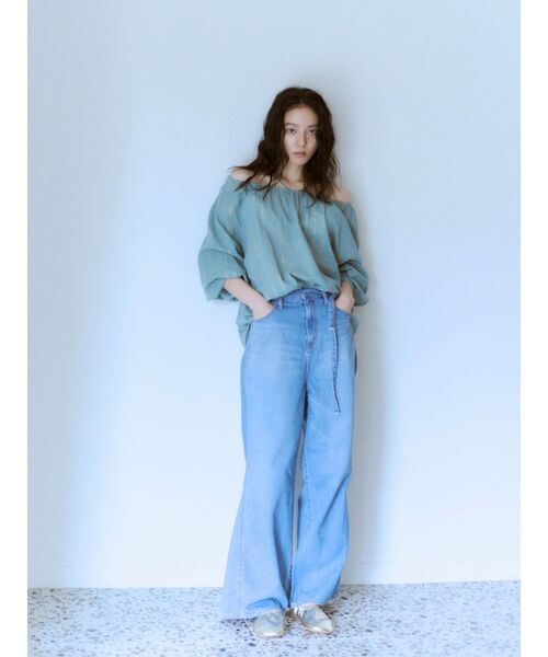 Ungrid（アングリッド）の「オフショルラメドビーハーフスリーブブラウス（シャツ/ブラウス・レディース・グリーン/オフホワイト/ブラック・FREE）」の18枚目の写真