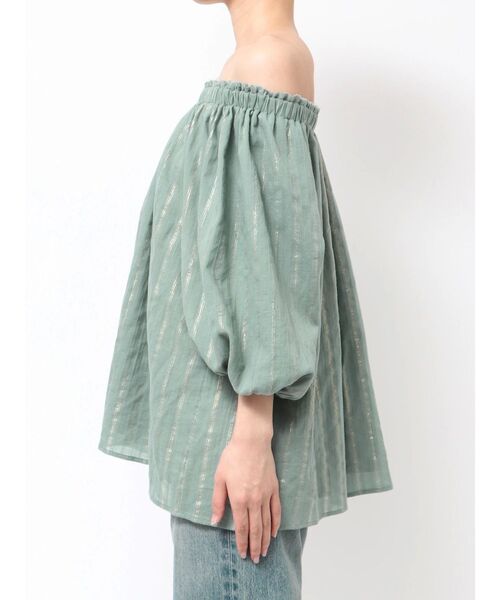 Ungrid（アングリッド）の「オフショルラメドビーハーフスリーブブラウス（シャツ/ブラウス・レディース・グリーン/オフホワイト/ブラック・FREE）」の6枚目の写真