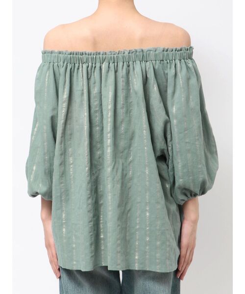 Ungrid（アングリッド）の「オフショルラメドビーハーフスリーブブラウス（シャツ/ブラウス・レディース・グリーン/オフホワイト/ブラック・FREE）」の7枚目の写真