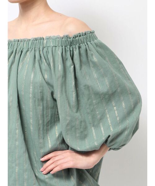 Ungrid（アングリッド）の「オフショルラメドビーハーフスリーブブラウス（シャツ/ブラウス・レディース・グリーン/オフホワイト/ブラック・FREE）」の9枚目の写真
