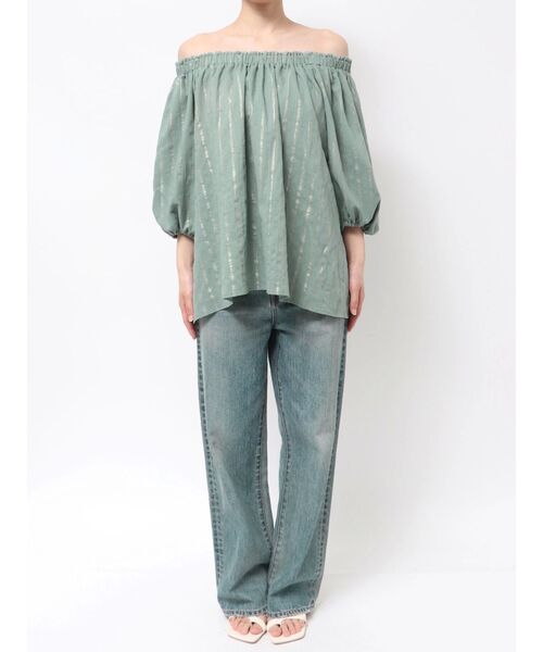 Ungrid（アングリッド）の「オフショルラメドビーハーフスリーブブラウス（シャツ/ブラウス・レディース・グリーン/オフホワイト/ブラック・FREE）」の12枚目の写真