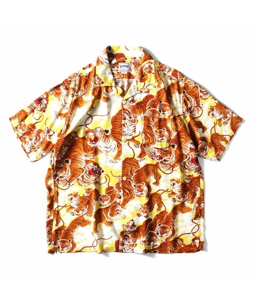 HOUSTON（ヒューストン）の「【日本製】HOUSTON ヒューストン RAYON ALOHA SHIRT レーヨン 百虎柄 アロハシャツ 開襟シャツ（シャツ/ブラウス・メンズ・グリーン/ネイビー/パープル/イエロー/オレンジ/グレー/ブラック/マルチ・M/L/XL）」の6枚目の写真