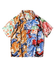 【日本製】HOUSTON ヒューストン RAYON ALOHA SHIRT レーヨン 百虎柄 アロハシャツ 開襟シャツ