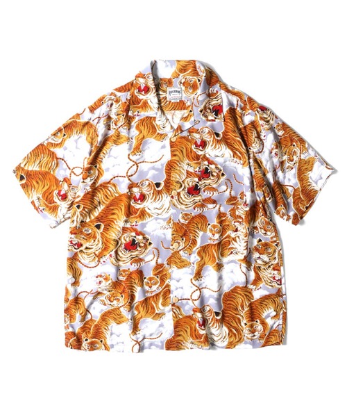 HOUSTON（ヒューストン）の「【日本製】HOUSTON ヒューストン RAYON ALOHA SHIRT レーヨン 百虎柄 アロハシャツ 開襟シャツ（シャツ/ブラウス・メンズ・グリーン/ネイビー/パープル/イエロー/オレンジ/グレー/ブラック/マルチ・M/L/XL）」の19枚目の写真