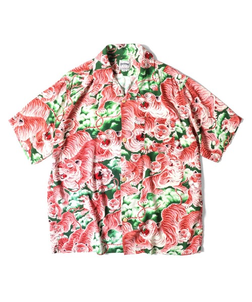 HOUSTON（ヒューストン）の「【日本製】HOUSTON ヒューストン RAYON ALOHA SHIRT レーヨン 百虎柄 アロハシャツ 開襟シャツ（シャツ/ブラウス・メンズ・グリーン/ネイビー/パープル/イエロー/オレンジ/グレー/ブラック/マルチ・M/L/XL）」の20枚目の写真