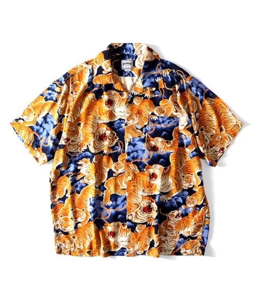 HOUSTON（ヒューストン）の「【日本製】HOUSTON ヒューストン RAYON ALOHA SHIRT レーヨン 百虎柄 アロハシャツ 開襟シャツ（シャツ/ブラウス・メンズ・グリーン/ネイビー/パープル/イエロー/オレンジ/グレー/ブラック/マルチ・M/L/XL）」の21枚目の写真