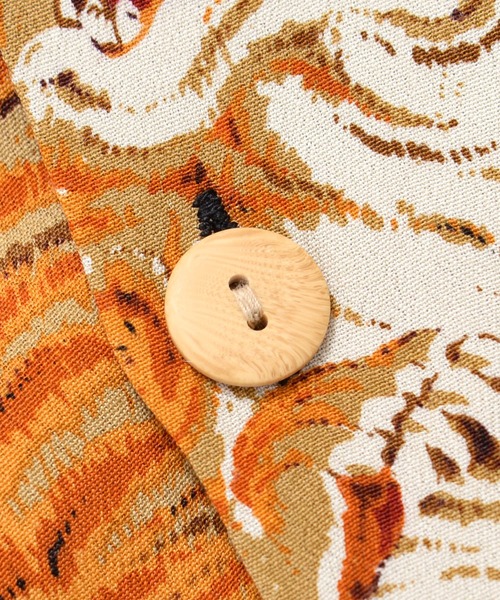 HOUSTON（ヒューストン）の「【日本製】HOUSTON ヒューストン RAYON ALOHA SHIRT レーヨン 百虎柄 アロハシャツ 開襟シャツ（シャツ/ブラウス・メンズ・グリーン/ネイビー/パープル/イエロー/オレンジ/グレー/ブラック/マルチ・M/L/XL）」の14枚目の写真