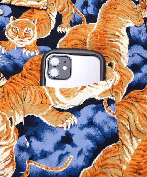 HOUSTON（ヒューストン）の「【日本製】HOUSTON ヒューストン RAYON ALOHA SHIRT レーヨン 百虎柄 アロハシャツ 開襟シャツ（シャツ/ブラウス・メンズ・グリーン/ネイビー/パープル/イエロー/オレンジ/グレー/ブラック/マルチ・M/L/XL）」の15枚目の写真