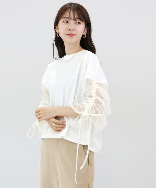 Aletta vita(アレッタビータ)の「ドロストチュールスリーブプルオーバー(Tシャツ/カットソー・レディース・オフホワイト/ブラック・M)」の22枚目の写真