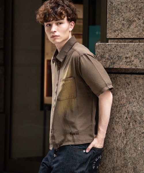 kutir(クティール)の「VINTAGELIKE RAYON CROPPED SHIRT/ヴィンテージライクレーヨンクロップドシャツ(シャツ/ブラウス・メンズ・ブラウン/グレー/ブラック・MEDIUM/LARGE)」の9枚目の写真