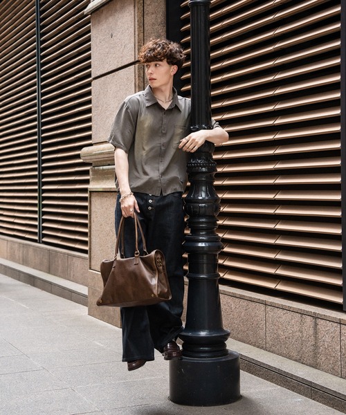 kutir(クティール)の「VINTAGELIKE RAYON CROPPED SHIRT/ヴィンテージライクレーヨンクロップドシャツ(シャツ/ブラウス・メンズ・ブラウン/グレー/ブラック・MEDIUM/LARGE)」の14枚目の写真