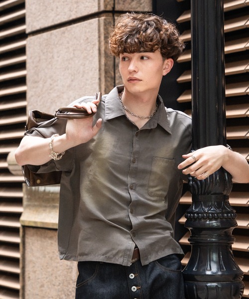kutir(クティール)の「VINTAGELIKE RAYON CROPPED SHIRT/ヴィンテージライクレーヨンクロップドシャツ(シャツ/ブラウス・メンズ・ブラウン/グレー/ブラック・MEDIUM/LARGE)」の17枚目の写真