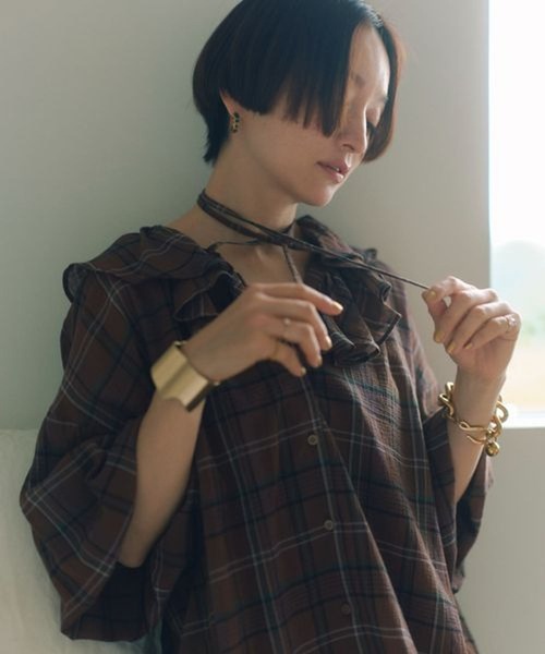 高山都さんコラボ》コットン柄アソートフリルブラウス（シャツ