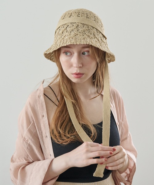 Crisp（クリスプ）の「リボン付きサマーハット（ハット・レディース・ブラウン/ベージュ・FREE）」の2枚目の写真