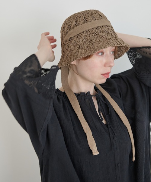 Crisp（クリスプ）の「リボン付きサマーハット（ハット・レディース・ブラウン/ベージュ・FREE）」の8枚目の写真