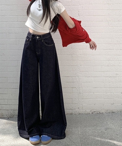 urge:(アージコロン )の「【URGE:】バギー デニム パンツ(デニムパンツ・レディース・ネイビー・SMALL/MEDIUM/LARGE/X-LARGE)」の1枚目の写真