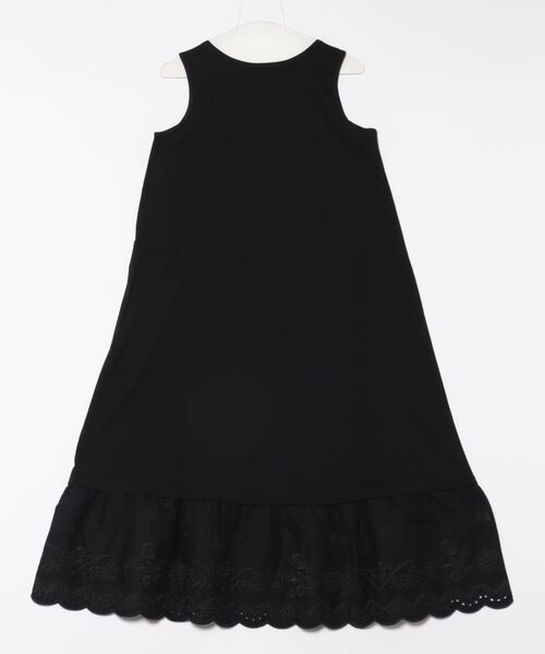 30／－天竺＋エンブロイダリーレースノースリーブワンピース