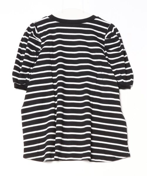 セール】ボーダーパフスリーブトップス（Tシャツ/カットソー