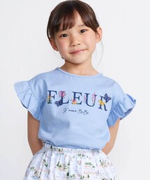 BeBe | ちょうちょモチーフFLEURロゴ天竺フリル袖Tシャツ(90~160cm)(Tシャツ/カットソー)