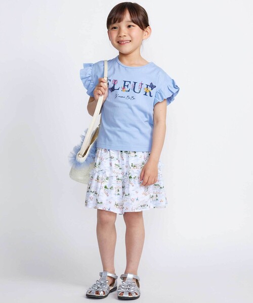 BeBe(ベベ)の「ちょうちょモチーフFLEURロゴ天竺フリル袖Tシャツ(90~160cm)(Tシャツ/カットソー・キッズ・ブルー/イエロー・120cm/130cm/140cm/150cm/110cm)」の5枚目の写真