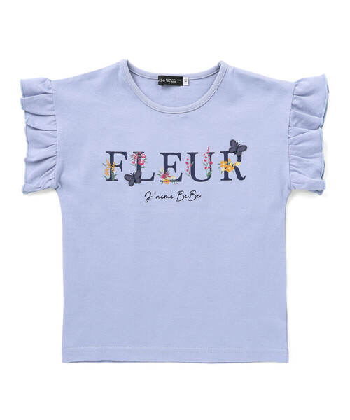 BeBe(ベベ)の「ちょうちょモチーフFLEURロゴ天竺フリル袖Tシャツ(90~160cm)(Tシャツ/カットソー・キッズ・ブルー/イエロー・120cm/130cm/140cm/150cm/110cm)」の8枚目の写真