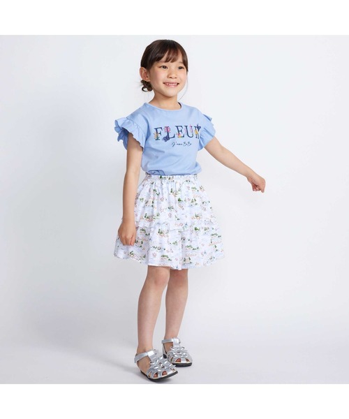 BeBe(ベベ)の「ちょうちょモチーフFLEURロゴ天竺フリル袖Tシャツ(90~160cm)(Tシャツ/カットソー・キッズ・ブルー/イエロー・120cm/130cm/140cm/150cm/110cm)」の19枚目の写真