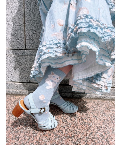 PINK HOUSE（ピンクハウス）の「さざ波とねこ柄ソックス（ソックス/靴下・レディース・ピンク/ライトブルー/アイボリー/ネイビー/グレー・フリー）」の11枚目の写真