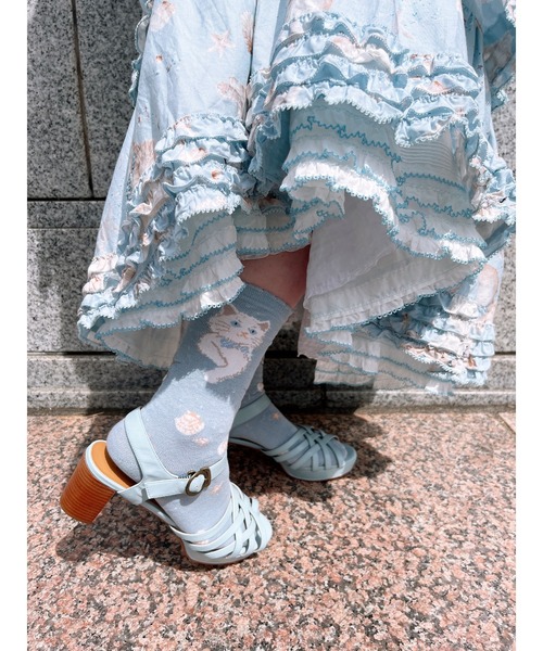 PINK HOUSE（ピンクハウス）の「さざ波とねこ柄ソックス（ソックス/靴下・レディース・ピンク/ライトブルー/アイボリー/ネイビー/グレー・フリー）」の12枚目の写真