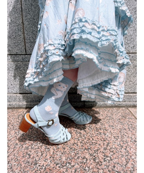 PINK HOUSE（ピンクハウス）の「さざ波とねこ柄ソックス（ソックス/靴下・レディース・ピンク/ライトブルー/アイボリー/ネイビー/グレー・フリー）」の13枚目の写真