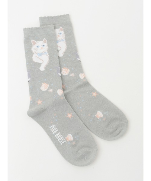 PINK HOUSE（ピンクハウス）の「さざ波とねこ柄ソックス（ソックス/靴下・レディース・ピンク/ライトブルー/アイボリー/ネイビー/グレー・フリー）」の18枚目の写真